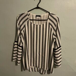 T.J.Maxx Women's Black and White Striped Blouse